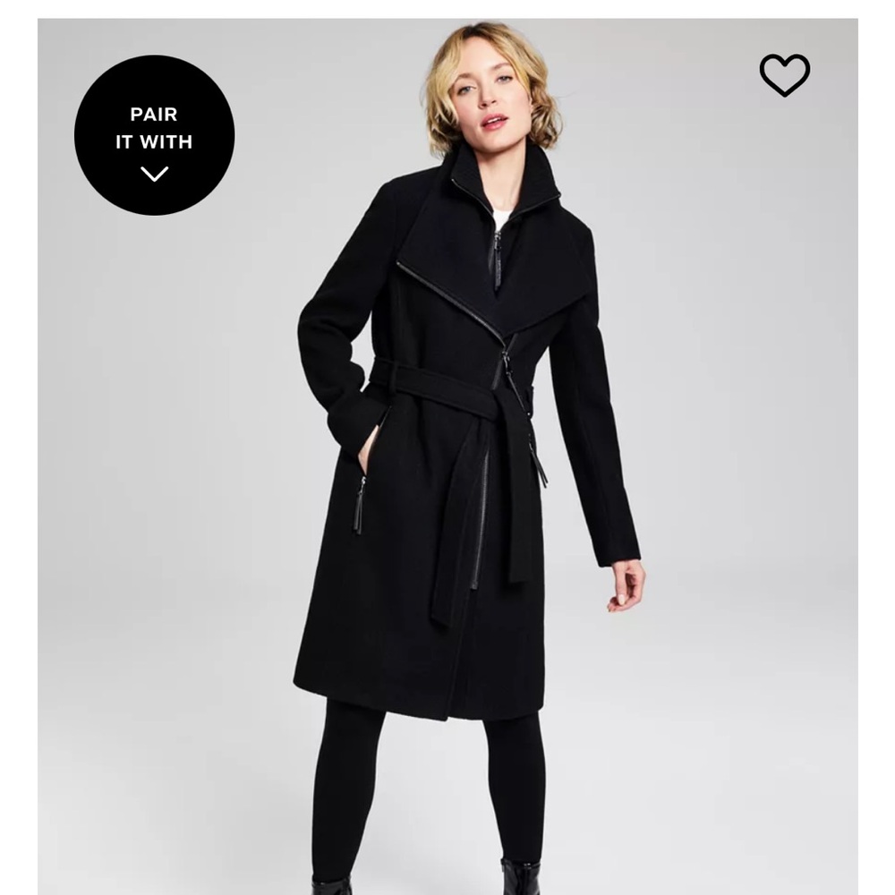 Calvin Klein Women’s Wool Blend Belted Wrap Coat